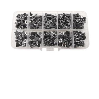 Imagem de 1 caixa 6 x 6 mm painel de interruptor tátil PCB momentâneo kit de chaves de botão tátil 6 x 6 mm x 4,3 mm/5/6/7/8/9/10/11/12/13 mm 7 x 7 x 14 mm (200 peças)