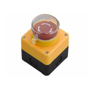 Imagem de Caixa de controle de interruptor de botão de parada de emergência LA38 caixa de interruptor de emergência à prova d'água com cabeça de cogumelo prata (amarelo 4)