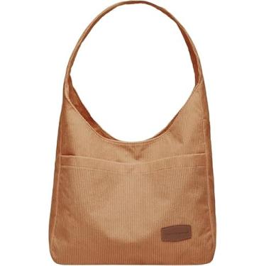 Imagem de Tuobo Bolsa feminina de veludo cotelê com bolsos, bolsa transversal grande para laptop, trabalho, faculdade, uso diário, viagens