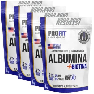 Imagem de 4 Albumina Proteína Com Biotina 1kg Profit, Chocolate