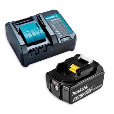 Imagem de Carregador De Bateria Makita DC18WC Bivolt 14,4V E 18V Kit Com 1 Bater