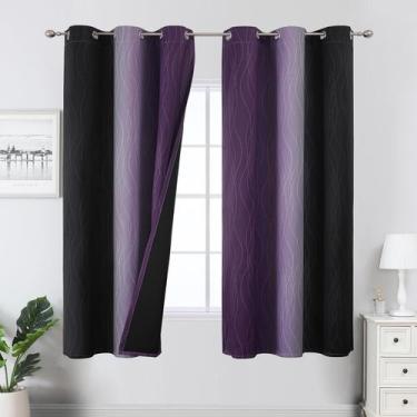 Imagem de Cortinas Estelar Textiler 107x160 cm Purple Black Ombre Blackout