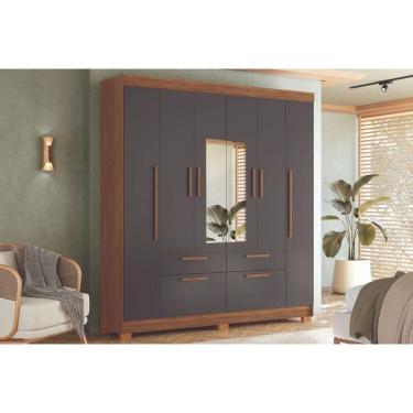 Imagem de Guarda Roupa 6 Portas c/ Esp Guarapuava Jatobá/Grafite - Santos Andirá