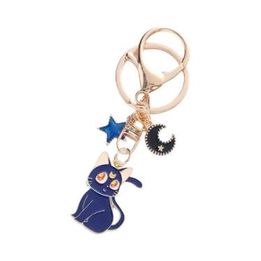 Imagem de Chaveiro De Liga Leve Gato Lunar Fofo Com Design De Gotejamento De Óle