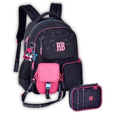 Imagem de Kit Original Mochila Rebecca Bonbon e Estojo Box Meninas, Preto