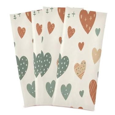 Imagem de Wassud Simple Doodle Hearts Toalhas de prato de cozinha pacote com 4 panos de prato macios com laço para pendurar toalha de mão de secagem rápida super absorvente toalhas de chá de mesa decorativas 71