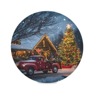Imagem de STAYTOP Jogo americano de Natal vermelho na frente da casa 6 peças, tapetes de mesa antiderrapantes fáceis de limpar para casa, cozinha, churrasco, festa, decoração de mesa