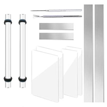 Imagem de 12 ferramentas de argila de polímero, rolo de massa de acrílico com anéis espessos para esculpir artesanato, modelar facas, cortadores, kit de fatiadores, folha retangular transparente, placa de