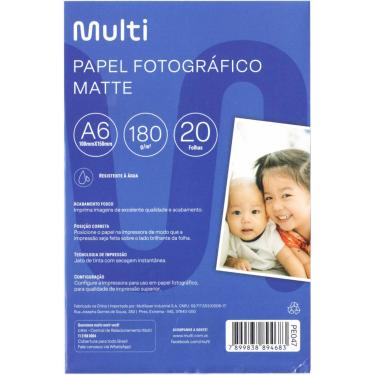 Imagem de Papel Fotográfico Matte 10X15Cm 180G 20 Folhas Multilaser Pe047