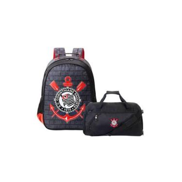 Imagem de Kit Mochila Escolar Costas+Sacola De Viagem Corinthians - Xeryus