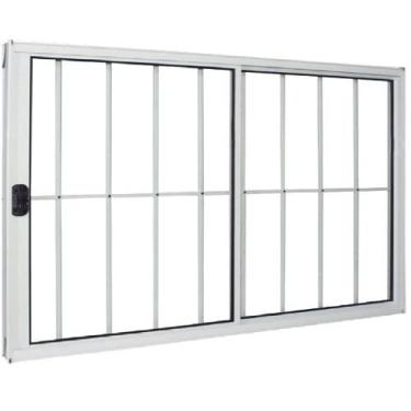 Imagem de Janela Vitro 2 Folhas Alumínio Branco 1.00  X 1.50 Modular com Grade -