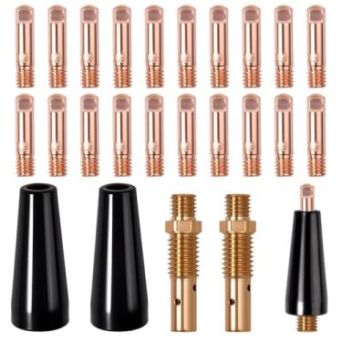 Imagem de SPEEDWOX Kit de pontas de soldagem de bocal sem gás com núcleo de fluxo de 24 peças de pontas de contato de bocal sem gás de substituição MIG acessórios de soldador para máquina de solda de encaixe