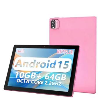 Imagem de YQSAVIOR Tablet Android 13 de 10 Polegadas, RAM 10 GB + 64 GB ROM + 1 TB Expansível, Tela IPS, Câmera Dupla 2 + 8 MP, WiFi, BT, Rosa