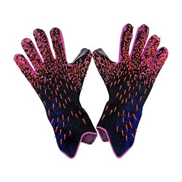 Imagem de Yuly Luvas de goleiro forte aderência luva de futebol de goleiro com suporte de dedo tamanho 6/7/8/9/10 crianças jovens adultos vermelho