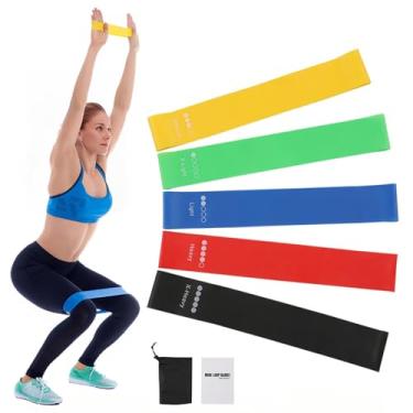 Imagem de Conjunto de 5 faixas de resistência para homens e mulheres | Faixas elásticas de 5 níveis para academia em casa e treino de corpo inteiro | Treinamento de bumbum/pernas (estilo 01)