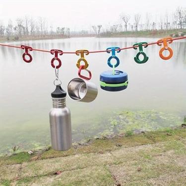 Imagem de 1 peça - Cabide de corda de alumínio multifuncional para barraca de acampamento ao ar livre, kit de viagem, fivela de sobrevivência (azul)