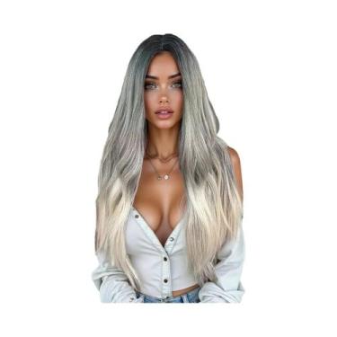 Imagem de Peruca Sintética Feminina Cacheada Com Franja Em Cores Mistas, 26-28-3