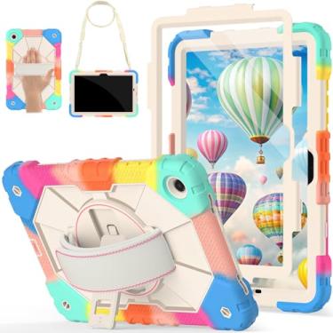 Imagem de Nitupai Capa para Samsung Galaxy Tab A11 Plus/A9+ 11 polegadas, capa giratória 360 para tablet Samsung A9+ com alça de mão e alça de ombro, protetor de tela, versão 2025/2023, branca