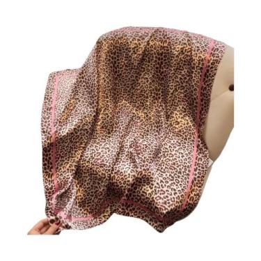 Imagem de Faixa De Cabelo De Seda Com Estampa De Leopardo Para Mulheres, Lenço D