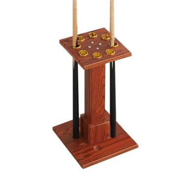 Imagem de Suporte de taco de bilhar - Rack multifuncional de madeira com 8 furos para sinuca e tacos de sinuca - Exibição de armazenamento elegante (30 x 55 x 24 cm, branco)