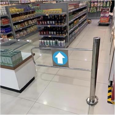 Imagem de Porta de barreira de segurança automática de aço inoxidável, porta unidirecional para supermercados, fábricas, parques, lojas - Fecho de metal durável, 60 x 100 cm (24 x 39 pol), acabamento prateado