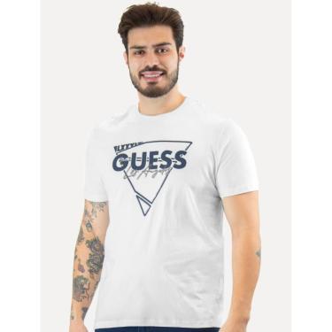 Imagem de Camiseta Guess Triângulo Los Angeles Relevo Peito Branca-Masculino
