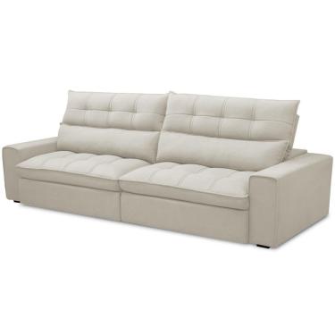 Imagem de Sofá Retrátil Reclinável Para Sala De Estar Living 250cm Dimas F04 Veludo Bege