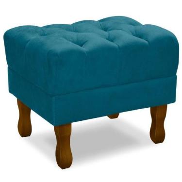 Imagem de Puff Puf Retro Capitone 55X44Cm Suede Azul Turquesa Mpassos Azul Turqu