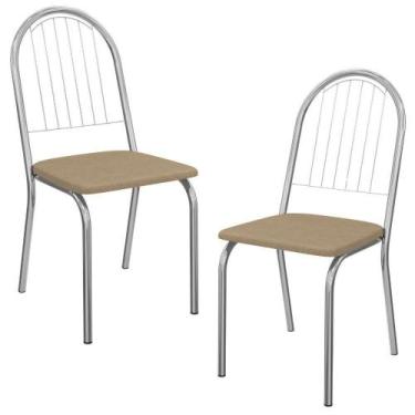 Imagem de Kit 2 Cadeiras Kappesberg Cromada 2C077CR material sintético Capuccino