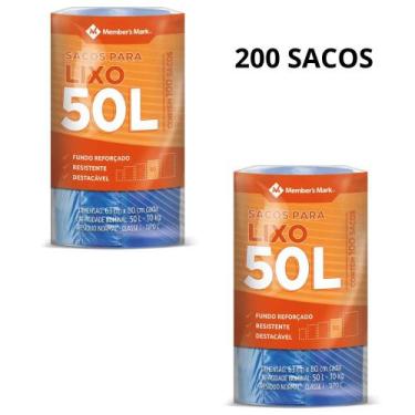 Imagem de Kit 2 rolos saco de lixo 50l fundo reforçado members mark 100 unidades