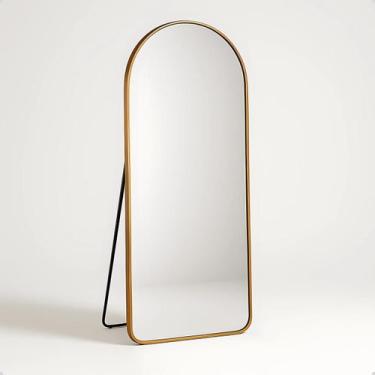 Imagem de Espelho Oval com Base Reta Grande 170x70 Corpo Inteiro Suporte de Chão