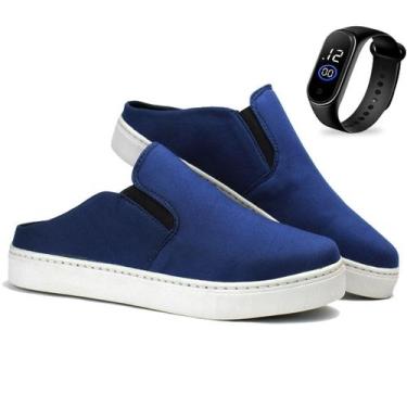 Imagem de Sapatênis Mule Slip On Masculinos Confortavel+ Relogio - MP Moda Mascu