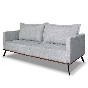 Imagem de Sofá Living 2 Lugares 1,60m Atlantis Bouclê Pés De Ferro - Pallazio Cor Cinza