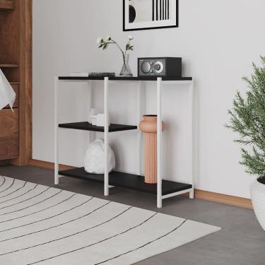 Imagem de Aparador Console Industrial Artesania 95cm para Sala Home Hall Entrada e Decoração - Branco/preto