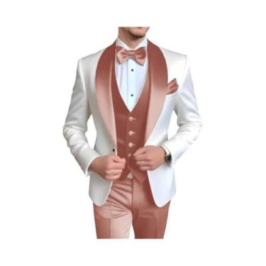 Imagem de Terno Masculino De 3 Peças Personalizado Com Lapela De Lenço Para Casa