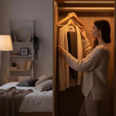 Imagem de Kit 3 Unidades Cabides de Madeira com Verniz Resistente MDF Natural pa