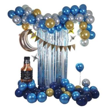 Imagem de Kit Party Balloon Arch Garland, 87 peças de bola de látex azul uísque 