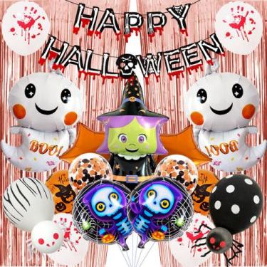 Imagem de Kit de balões Happy Halloween BOO Ghost Witch 21 unidades - yiweisai