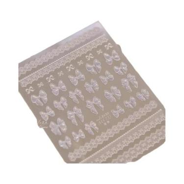 Imagem de Adesivos De Unha 5D Com Borda Dourada, Coração, Laço, Lua E Estrela, E