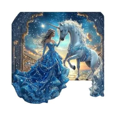 Imagem de Pintura Em Diamante 5D DIY Princesa Unicórnio via Láctea Mosaico Compl