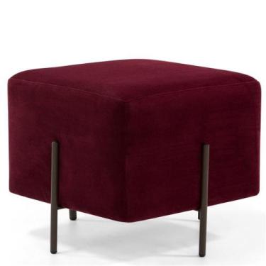 Imagem de Puff Quadrado Decorativo Status Pés de Aço Veludo Marsala C-278 - Lyam