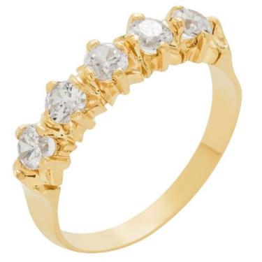 Imagem de Meia Aliança de Ouro 18k Reali com Brilhantes de 3,5mm - Meu Anel, 16