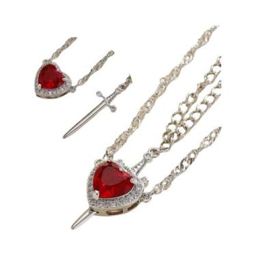 Imagem de Colar Com Pingente De Coração E Espada Romântico Branca De Neve E O Ca