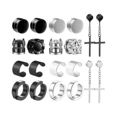 Imagem de Conjunto De Brincos Falsos De Zircônia Em Aço Inoxidável Para Homens, 