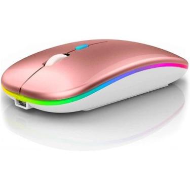 Imagem de Mouse sem Fio Recarregável Dupla Conexão, Bluetooth e USB - gold, Rosa