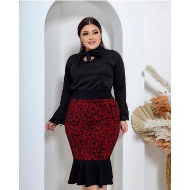 Imagem de Saia Feminino Com Babado Modelador Midi Comportada Branca Novidade Par