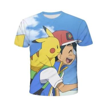 Imagem de Camiseta Infantil Pokemon Pikachu 3D De Manga Curta, Moda Casual, Moda