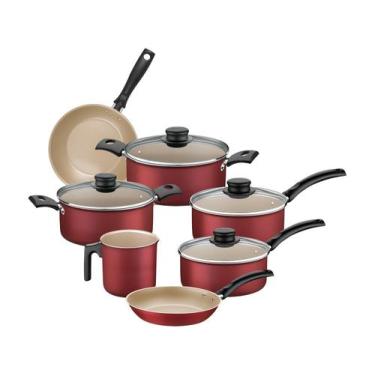 Imagem de Conjunto de Panelas Antiaderente Tramontina Turim Vermelho 7 Peças, Ve