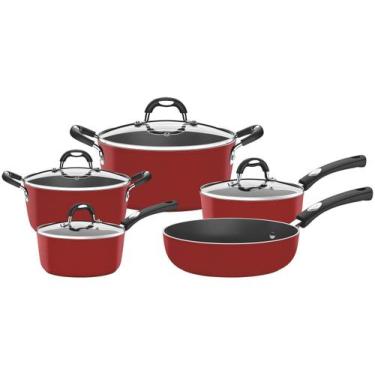 Imagem de Jogo de Panelas Mônaco Induction Antiaderente Vermelho 5 Pçs Tramontin