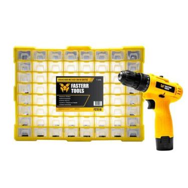 Imagem de Parafusadeira Furadeira 3/8 Bivolt A Bateria 12v com Gaveteiro Multius